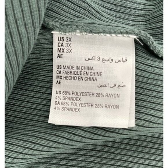 And Now This Women's Meadowland Green Ribbed Crewneck Top Plus Size 3X NWT - Picture 4 of 5